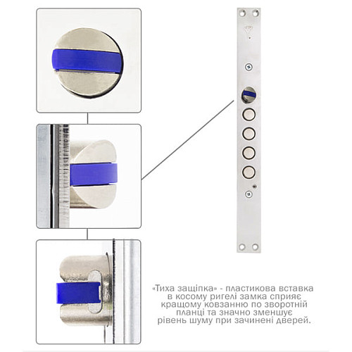 Механізм замка MUL-T-LOCK CTFCB1032800A L.O.G. (BS65*85мм) хром полірований без зв.планки - Фото №3