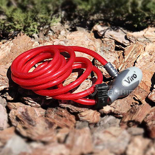 Замок для велосипеда VIRO Moto Hawaii червоний з тросом 180см 2 ключа - Фото №4