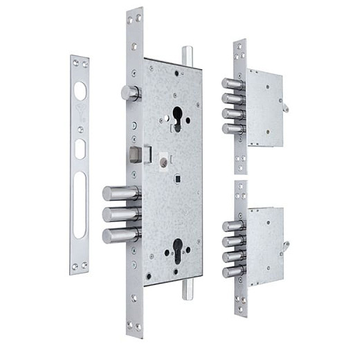 Механизм замка MUL-T-LOCK 415G двухсистемный (BS63 * 85мм) хром полированный комплект - Фото №1