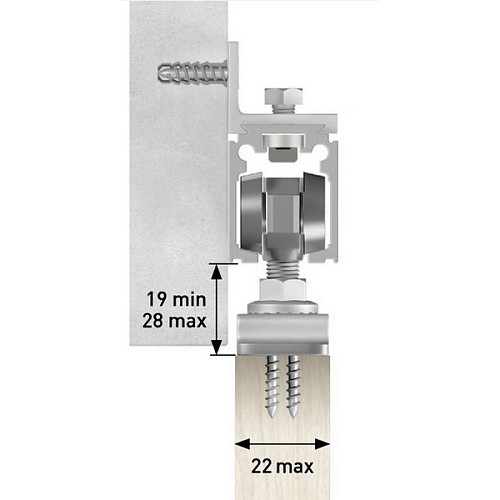 Розсувна система OMGE Alutech 1399 з 2 демпферами довжина 1,9 м на 1 полотно вагою до 40 кг - Фото №6