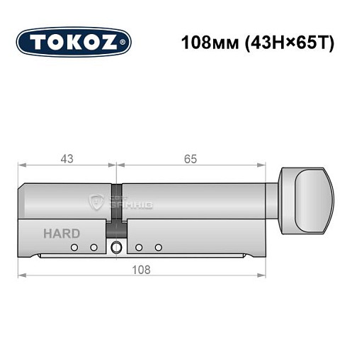 Цилиндр TOKOZ Pro400 108T (43H*65T) (H - закаленная сторона) никель матовый - Фото №8