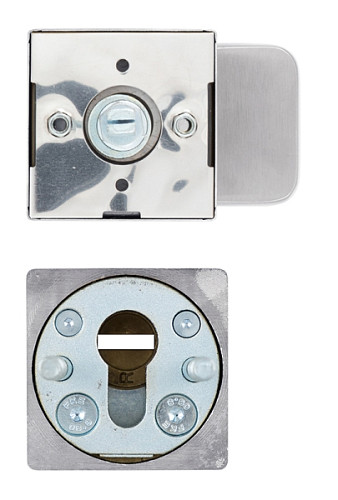 Ручки на розеті з протектором ROSTEX Quadrum фіксована-натискна нержавіюча сталь матова - Фото №2