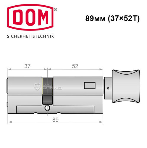 Циліндр DOM Diamant 89T (37*52T) нікель сатин - Фото №5