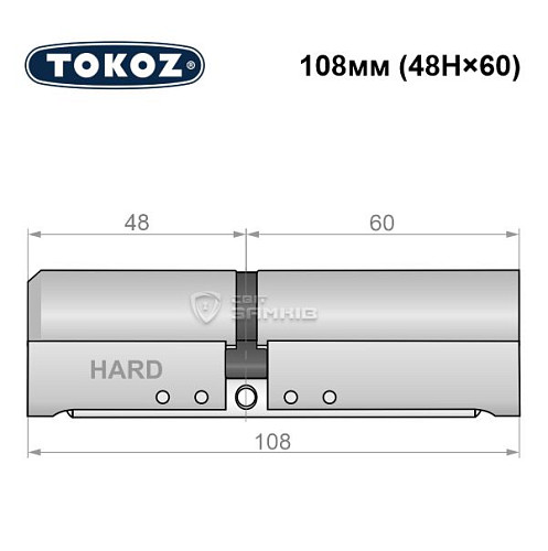 Циліндр TOKOZ Pro400 108 (48H*60) (H - гартована сторона) нікель матовий - Фото №8