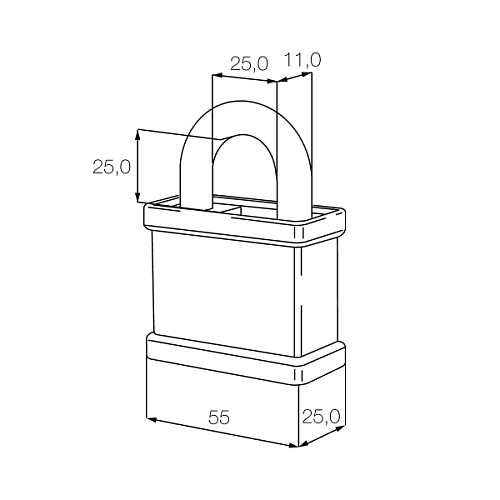 Замок навісний CISA 28050.55 (55 мм, 2 ключа) - Фото №9