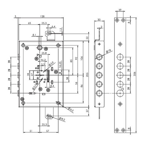 Механизм замка MUL-T-LOCK CTM30328 L.O.G. Двухсистемный (BS65 * 85мм) хром полированный без об.планки - Фото №6