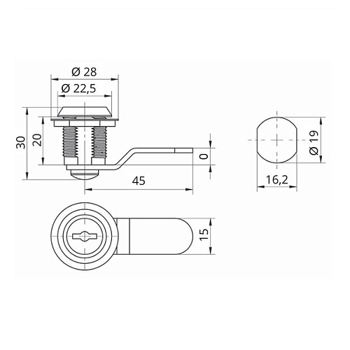 Замок мебельный RZ L201.2-0.A - Фото №3