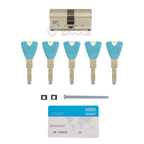 Циліндр KESO 8000 90 (45*45) нікель сатин 5 ключів - Фото №7