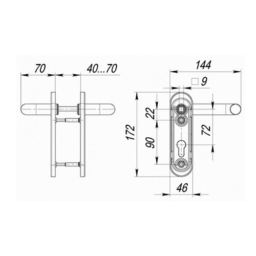 Ручки протипожежні на планці KEDR 1919 BLACK чорні - Фото №3
