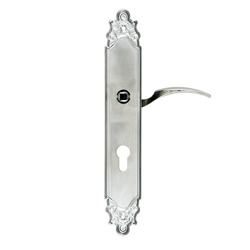 Ручки на планке с протектором ROSTEX Ozdobna R 72мм (40-45мм) фиксированная-нажимная хром матовый (правая) - Фото №3