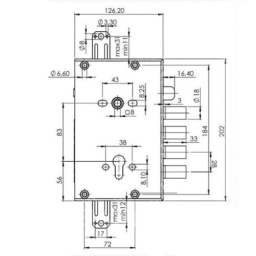 Механизм замка MOIA RCI764/280RF (BS63*83мм) редукторный без блокировки - Фото №3