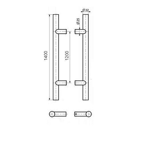 Ручки скоби MEDOS CS 1400/1200.90 (комплект) матові краї - Фото №6
