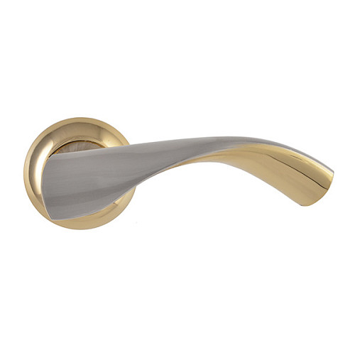 Ручки на розетте SIBA Siena (R02) матовый никель/темное золото  - Фото №2