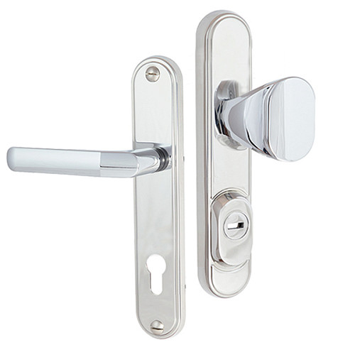 Ручки на планке с протектором ROSTEX Decor R 90мм (40-45мм) фиксированная-нажимная хром матовый - Фото №1