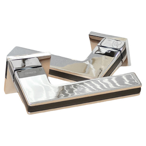 Ручки на розетте GENRICH R77.220 MBP/CP черный матовый/хром - Фото №3