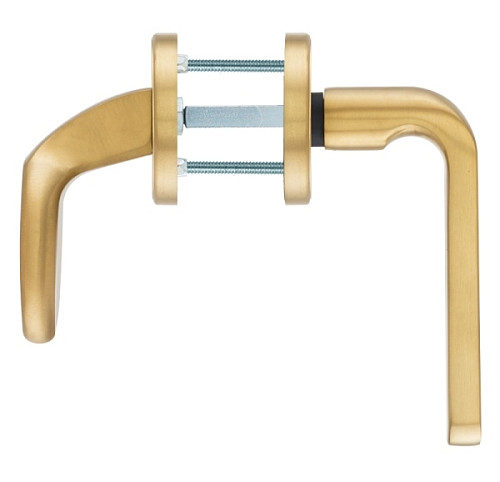 Ручки на розеті з протектором ROSTEX Rotondum фіксована-натискна нержавіюча сталь матова титан PVD - Фото №5