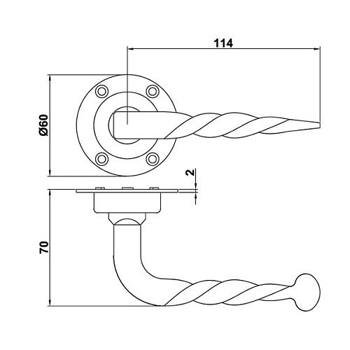 Ручки на розеті для хвіртки AMIG 101R чорний - Фото №2