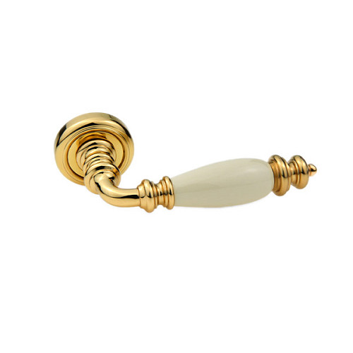 Ручки на розеті FADEX Siena Ceramic V L01 латунь полірована/бежева кераміка - Фото №2