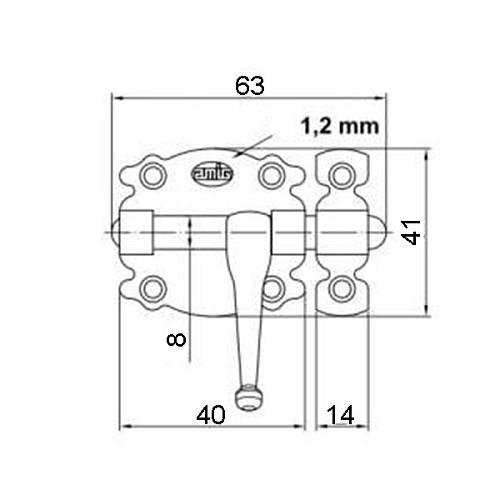 Засов для дверей AMIG мод.484 40х40 мм черный - Фото №2
