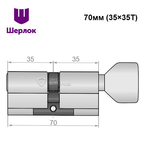 Циліндр SHERLOCK HK ABC 70T (35*35T) нікель сатин - Фото №6