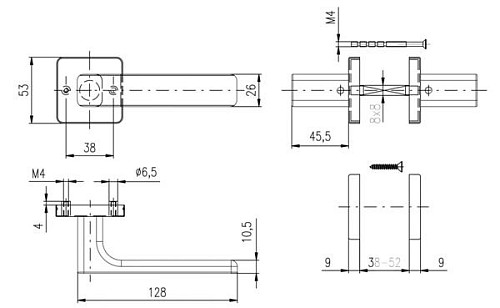 Ручки на розетте ROSTEX Savona H53 нержавеющая сталь матовая - Фото №2