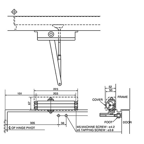 Дотягувач RYOBI DS-2005V BC STD HO з фіксацією до 100кг Блискучо білий - Фото №10