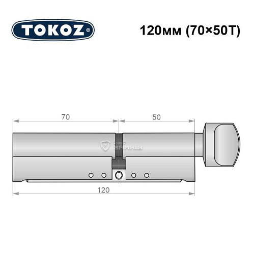 Циліндр TOKOZ Pro300 120T (70*50T) нікель матовий - Фото №8