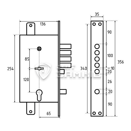 Механізм замка MOTTURA 54.797TBSR56 (BS66*85мм) ключ 60мм L лівий - Фото №5