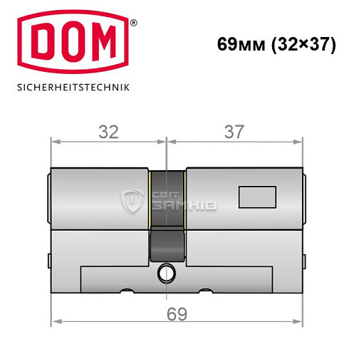 Циліндр DOM Diamant 69 (32*37) нікель сатин - Фото №4