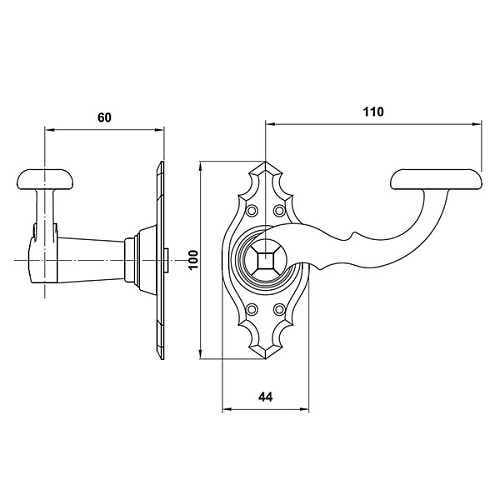 Ручки на розетте для калитки AMIG 100K черный - Фото №2