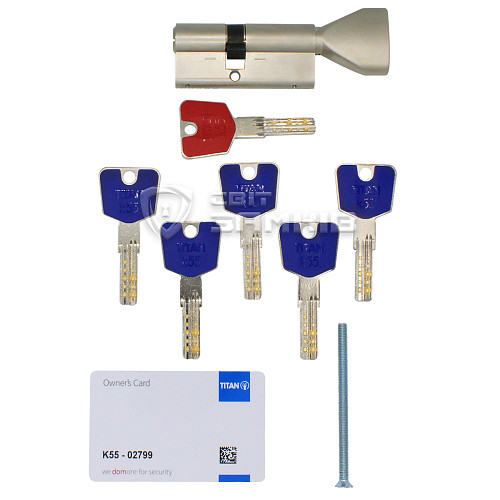 Циліндр TITAN K55 80T (45*35T) нікель сатин - Фото №5