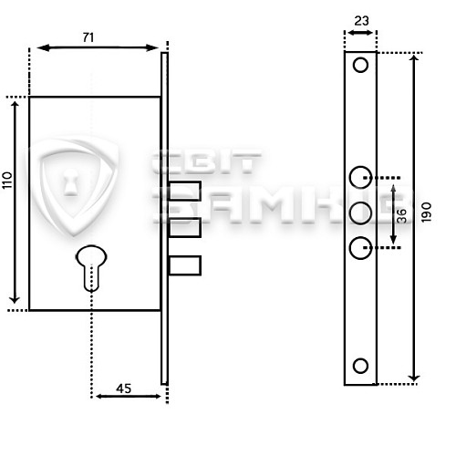 Механізм замка USK 189 3M BN (BS45мм) BN нікель - Фото №4