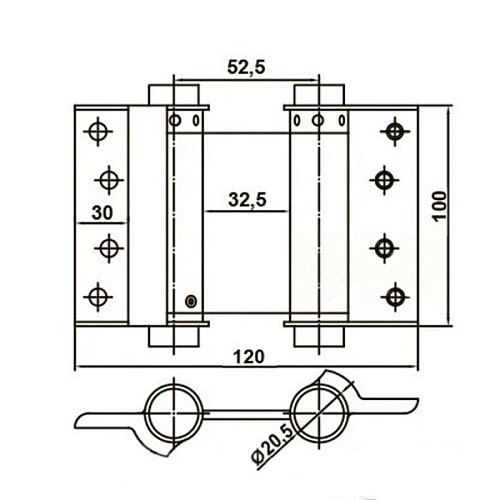 Петля барная MERT 30 100x120 мм (пара) латунь - Фото №3