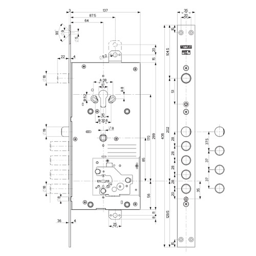 Механізм замка MOTTURA 54.J939H8B05AC6O (BS67*85мм) ключ 60мм L лівий - Фото №5