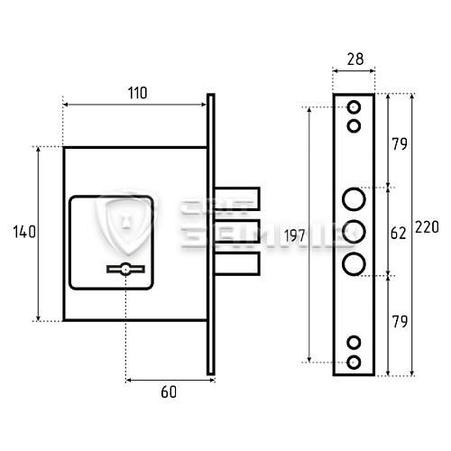 Механізм замка KALE 257L (BS60мм) хром - Фото №5