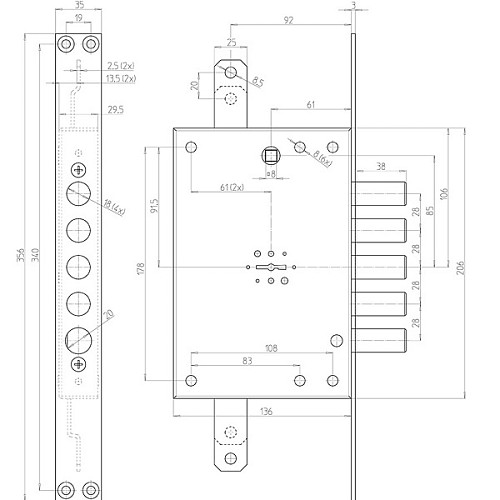 Механізм замка CR 7001 MRX-01 PL 5/116 (BS64мм) - Фото №5