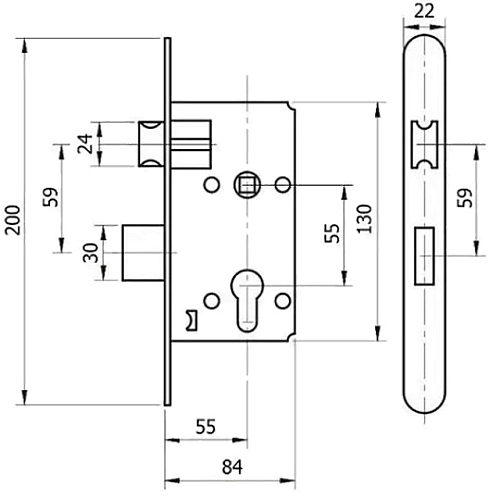Механізм замка CLASS 968-55 ЗВ4 (BS55*55мм) CP хром - Фото №6