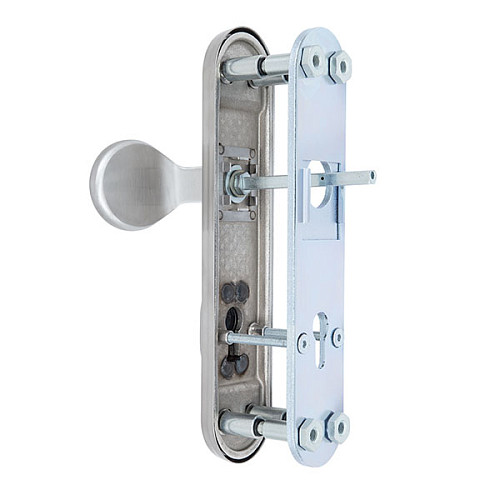 Ручки на планке с протектором ROSTEX Solid-Pro + F 90мм фиксированная-нажимная нержавеющая сталь матовая - Фото №5