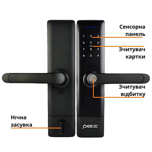 Розумний замок PES Modus накладний чорний - Фото №7