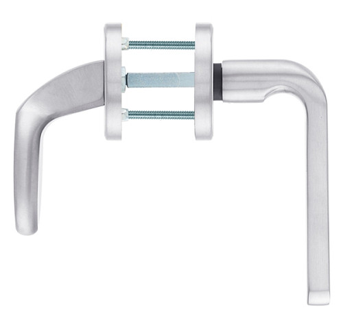 Ручки на розеті з протектором ROSTEX Rotondum фіксована-натискна нержавіюча сталь матова - Фото №5