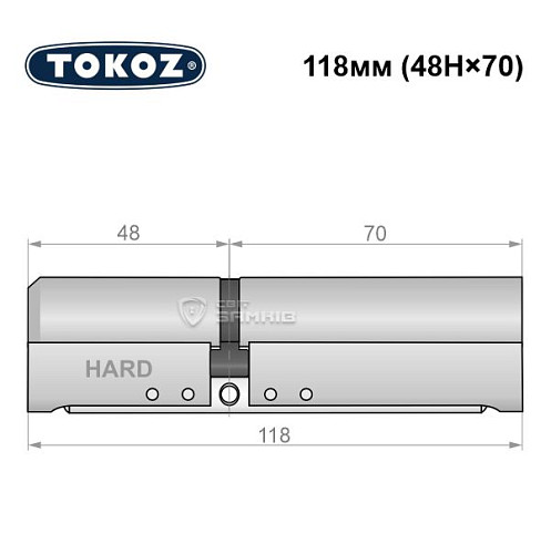 Цилиндр TOKOZ Pro400 118 (48H*70) (H - закаленная сторона) никель матовый - Фото №8