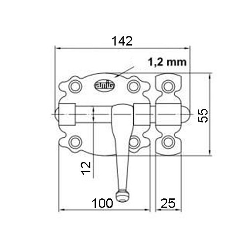Засов для дверей AMIG мод.484 100х55 мм антик - Фото №2