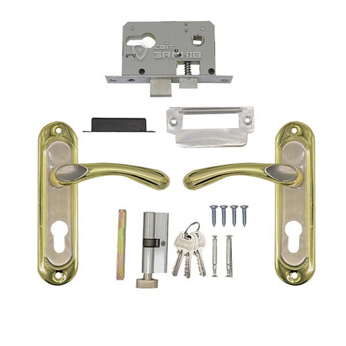 Комплект замка HI-Luke LP04-H39 (BS40*50мм) PZ SN/GP cатин/золото - Фото №2