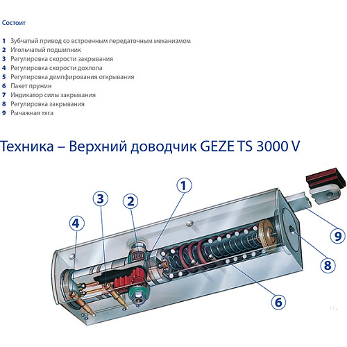 Дотягувач GEZE TS 3000 VBC SLD до 80кг FIRE Коричневий - Фото №3