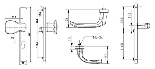 Ручки на планке MEDOS 92/32 247мм фиксированная-нажимная антрацит - Фото №2