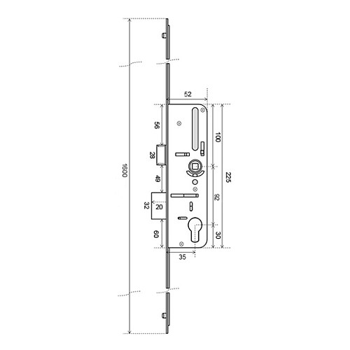 Механізм замка VORNE заскочка 35*92 мм рейка 1600 мм з ригелем - Фото №5