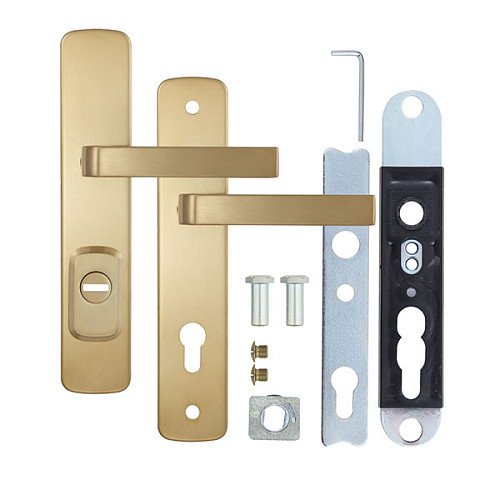 Ручки на планке с протектором ROSTEX Astra R 90мм (38-55мм) нержавеющая сталь матовая титан PVD - Фото №6