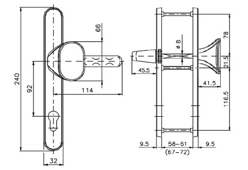 Ручки на планке ROSTEX Profile Pro Z 92мм (57-62мм) фиксированная-нажимная хром полированный - Фото №7