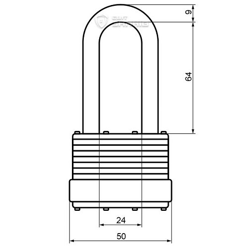 Замок навісний HORST HR-LSL-50E (3 ключа) - Фото №6