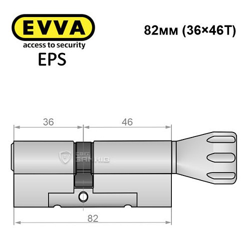 Цилиндр EVVA EPS 82T (36*46T) никель сатин - Фото №5
